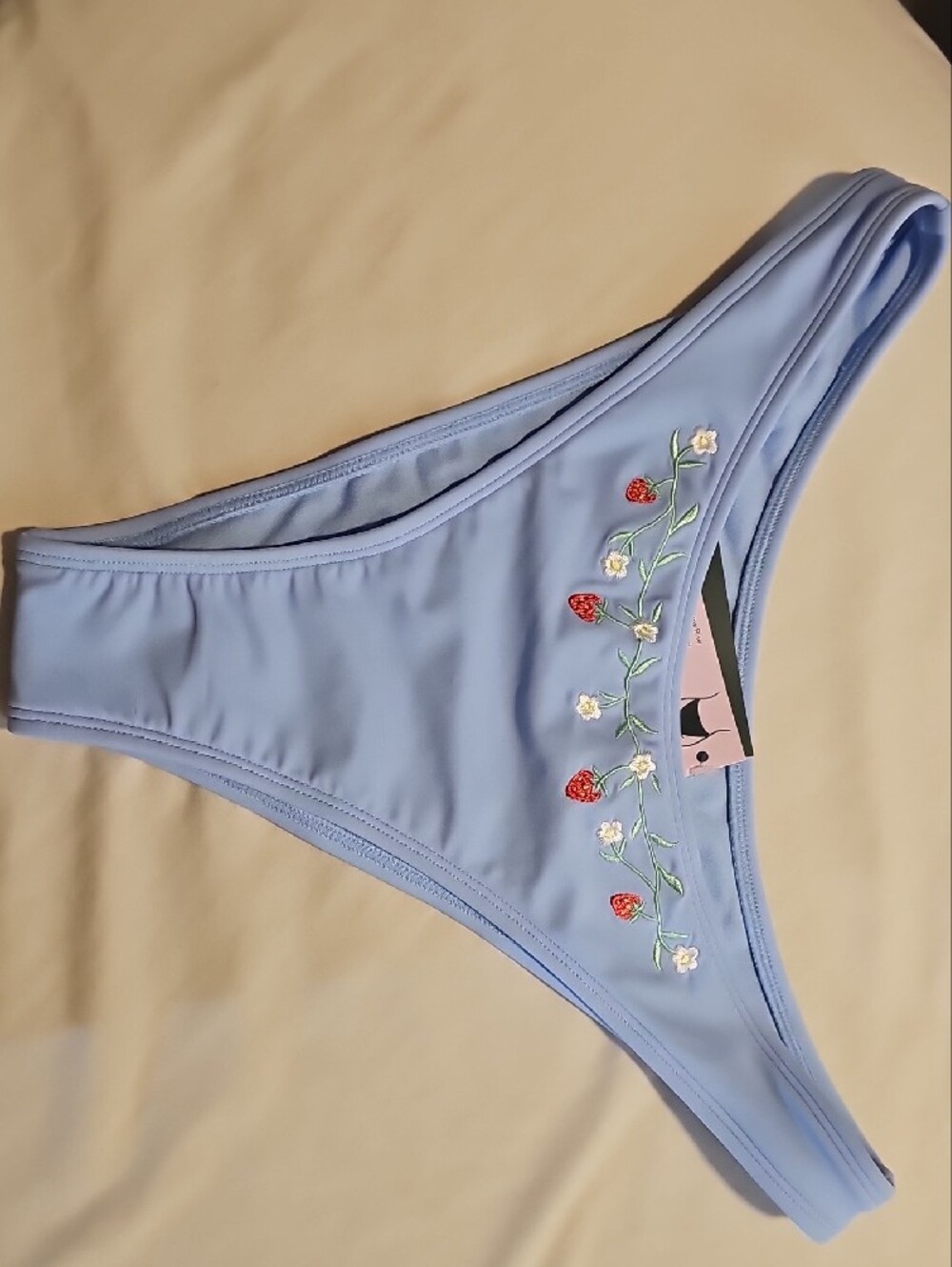 Wild Fable Set: Light Blue Bottoms with Berry Embroidery & White Triangle Top - Picture 7 of 10